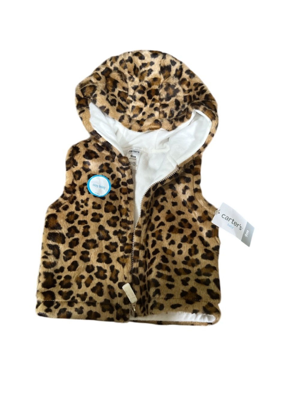 Carter's Leopard Print Hooded Vest - Brown 
9 months 
NWT